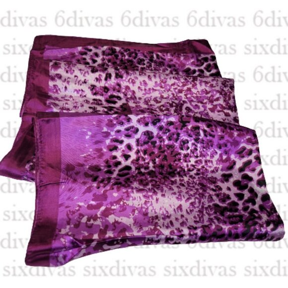NEW Purple Black Animal Print Long Rectangular Scarf - Picture 3 of 7